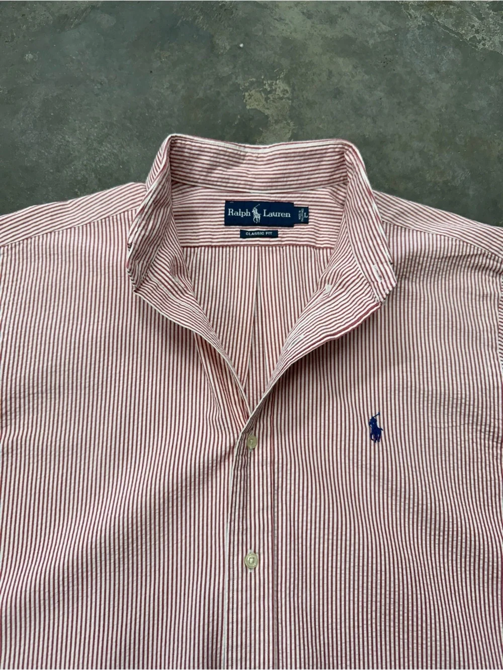 Polo Ralph Lauren Pink Seersucker Button Up Shirt Mens Large